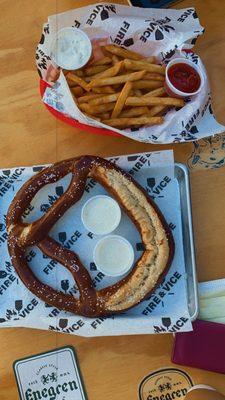 Fries and pretzel!