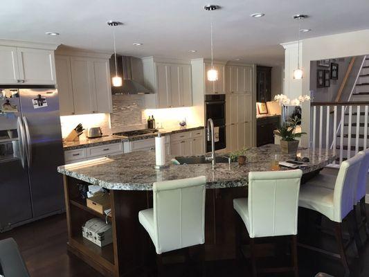 Large island one solid granite top