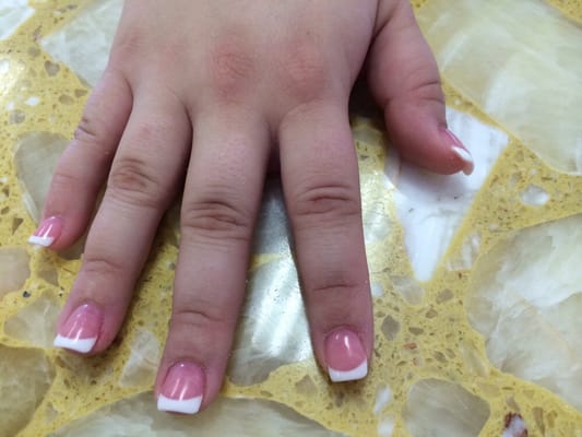 Short nails with pink & white