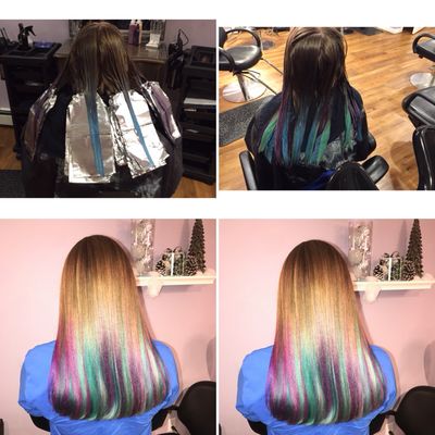 'Northern Lights' Hair before and after.