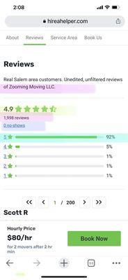 Almost 2,000 reviews/ 0 no shows. We are number 1 in our area and 1st/2nd nationwide at all times (switches back and forth