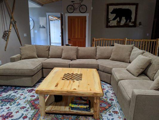 Engraed checkerboard coffee table