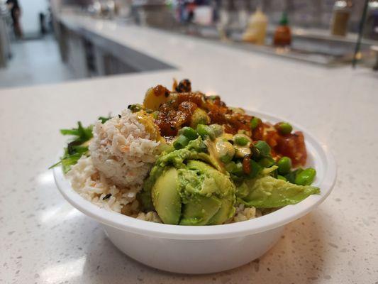 Poke bowl with all the toppings.