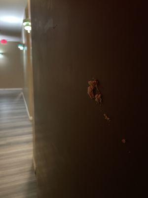 Food smeared on hallway doors, there for multiple weeks