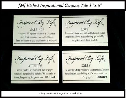 Inspired By Life ceramic tiles, 3" x 6" $14.95 each plus shipping