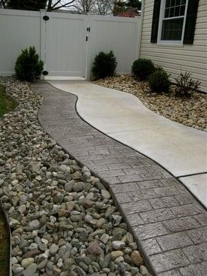 Walkway with Stamped Concrete Border