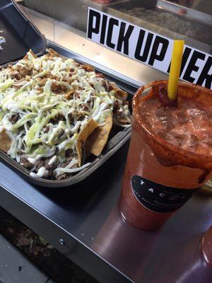 Yummm.. Nachos and a michelada