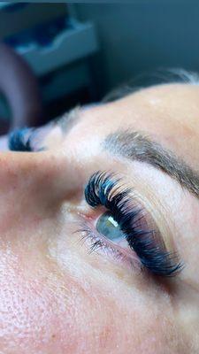 Teal & black classic eyelash extensions