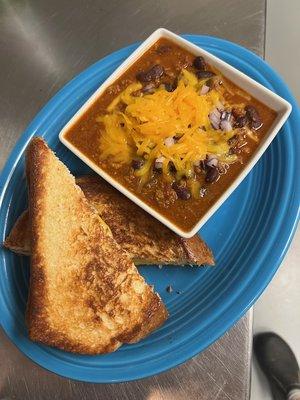 Our Chef's Special Chili with a Grilled Cheese!