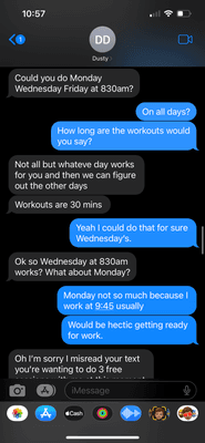 Asking about personal training