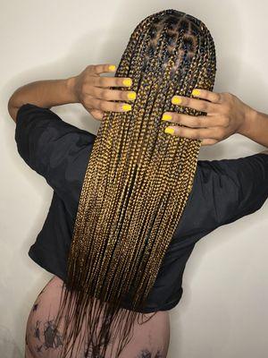 Medium knotless braids.