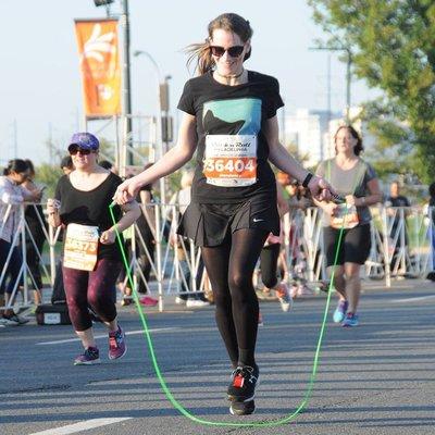 Shana jumps a 5K.