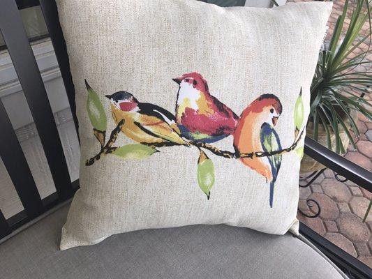 Cute pillows even on their outdoor seating! They pay attention to the details :)