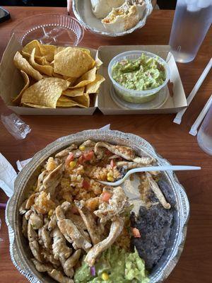 burrito, burrito bowl, side of chips instead of fries, side of guac