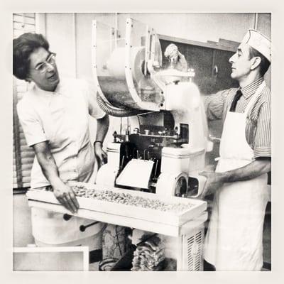 Guido & Maria Colla making tortellini. Circa 1970