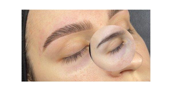 Before and after Brow Lamination