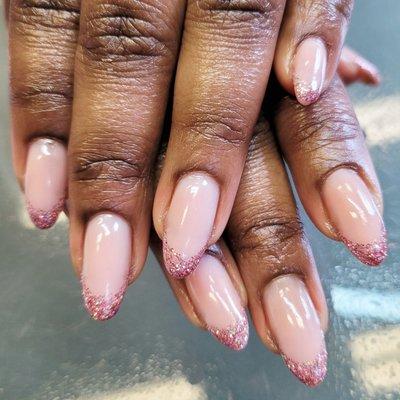 Gel set with glitter french