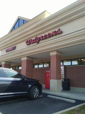 Outside the store. Plus Redbox is located there for the movie watchers.