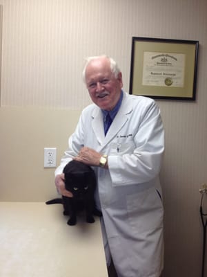 Dr. Klopp with Lucky the cat