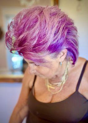 Vivid magenta hair color