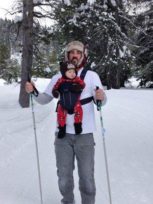 Adam Snider taking advantage of cross country skiing with his son Levi