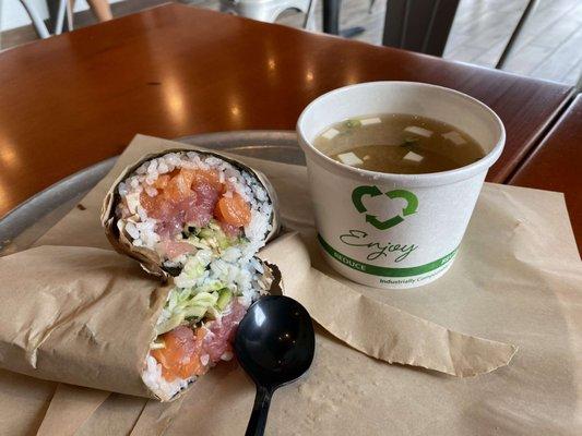 Sushi Burrito & Cup Miso Soup