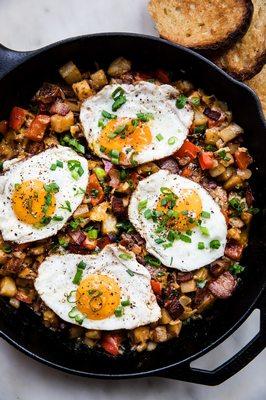 Eggs hunter style or Biscuits and gravy is a great way to start the day.