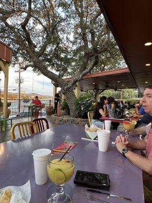 House margaritas and the rest of the porch.