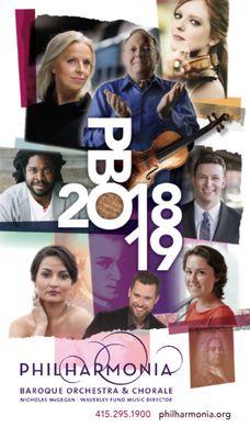 Philharmonia Baroque Orchestra 2018-19 publicity brochure.