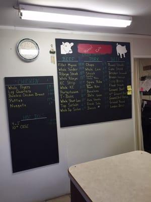 Chalk board menu. Prices will vary