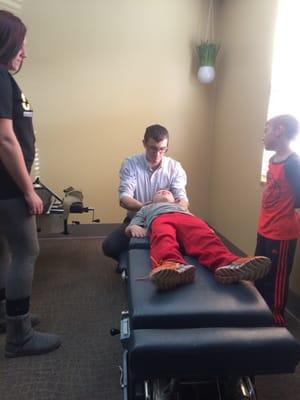 My youngest son getting his first adjustment. Thank you so much Dr. Gosselin for taking care of my family!!