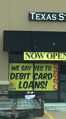 They do loans on debit cards... so nice