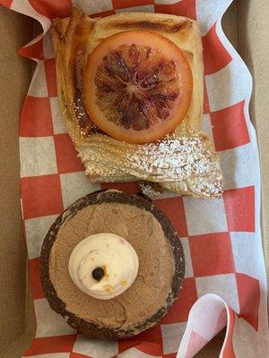 Blood orange croissant and French silk tart