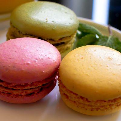 Colorful day with our delicious macarons (vanilla, chocolate, raspberry, coffee, lemon, pistachio)