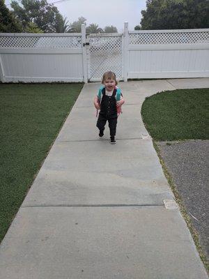 This is our oldest baby, when she was 18 months old. Her reaction to going to school is the #1 reason I love PInktower.