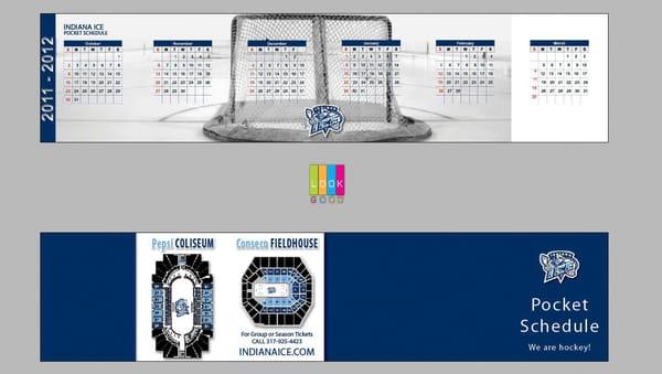 Pocket Schedule Design for Indiana Ice by Libby Yeager.  © 2012 Libby Yeager