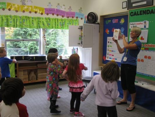 Our kindergartners dancing as they learn their letters and sounds.