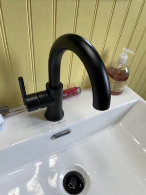 Sink handle was put on the wrong side. Seemingly he didn't even test it. Lack of attention to detail was everywhere on this project.