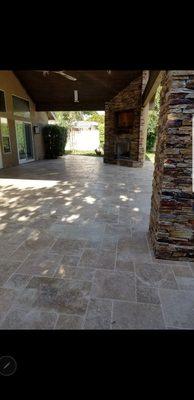 Outside patio. StoneTravertine Versailles patter . @ Temecula, Ca