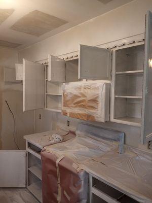 Kitchen so far - just the primer coat.