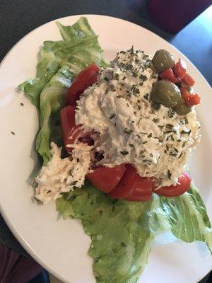 Yum!  Double scoop of chicken salad in a tomato!!