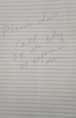 The camera shows me showing her this in my notebook. She continued to cross boundaries making it a very hostile unsafe 4 days for me.