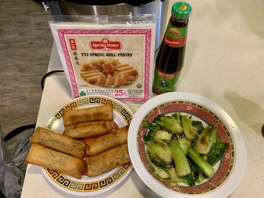 This is the brand of eggroll wrap that I use for the vegetable eggroll. The Lee Kam Lee gluten free oyster sauce for stir bok choi