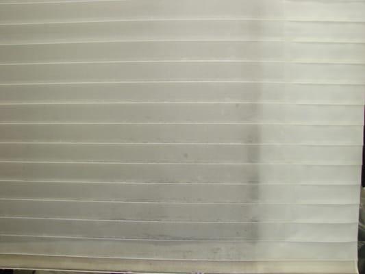 Dirty drapes, covered in smoke on left, cleaned on right