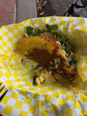 Birria Mac and cheese taco