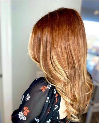 Red head balayage by Hillary