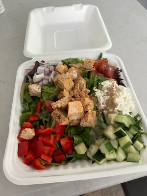 Greek add chicken. $21.94