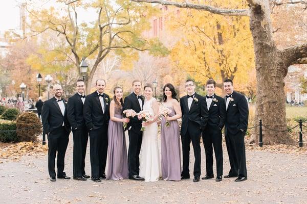 A wedding in Washington Square Park, Manhattan.  Photo by Kelly Kollar Photography.