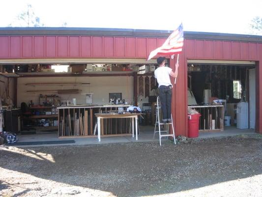 Final touches to the new shop near Lake of the Pines.