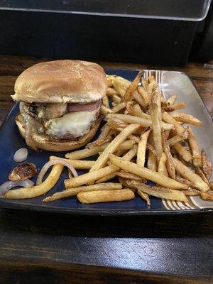 Mushroom Onion and Swiss Burger. Not bad.